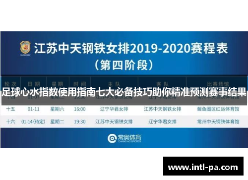 足球心水指数使用指南七大必备技巧助你精准预测赛事结果